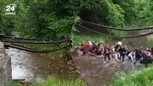Міст обвалився з понад 30 дітьми на Буковині: є постраждалі серед неповнолітніх